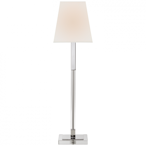 Reagan Buffet Lamp, 1-Light, Polished Nickel and Crystal, Linen Square Shade, 29.75"H (CHA 8989PN/CG-L CQ0T8)