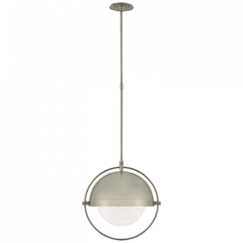 Visual Comfort & Co. Signature Collection Decca Pendant, 1-Light, Orbital, Antique Nickel, White Glass, 19.75"W (TOB 5747AN-WG CTXHJ) 