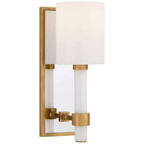 Visual Comfort & Co. Signature Collection Maribelle Wall Sconce, 1-Light, Hand-Rubbed Antique Brass, White Glass, 11.5"H (SK 2450HAB-WG CTZFV) 