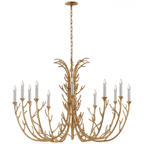 Visual Comfort & Co. Signature Collection Silva Chandelier, 12-Light, Antique Gold Leaf, 48.25"W (JN 5080AGL CU0DV) 