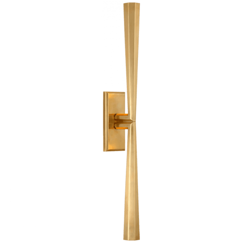 Visual Comfort & Co. Signature Collection Galahad Linear Wall Sconce, 1-Light, LED, Hand-Rubbed Antique Brass, 25"H (TOB 2716HAB CU0EX) 