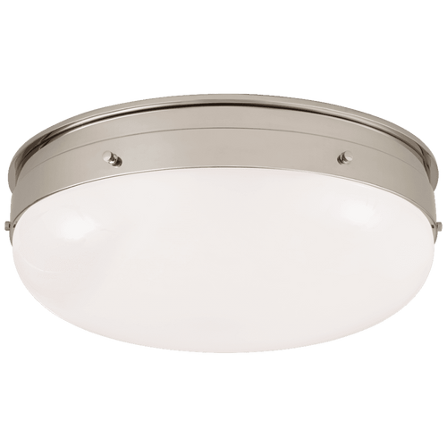 Visual Comfort & Co. Signature Collection Hicks Flush Mount, LED, Polished Nickel, White Glass, 17"W (TOB 4064PN-WG CTYG3) 