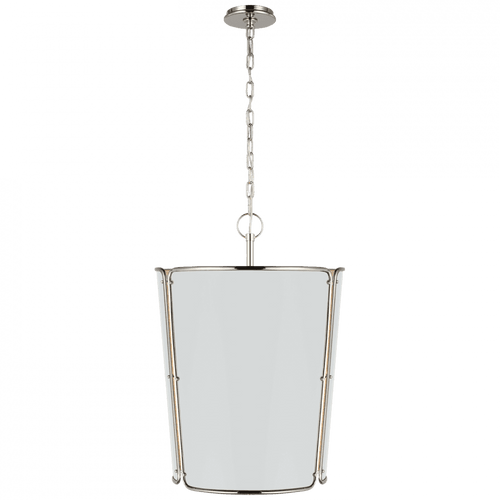 Visual Comfort & Co. Signature Collection Hastings Pendant, 6-Light, Polished Nickel, White Shade, 25.25"W (S 5646PN-WHT CU0FQ) 