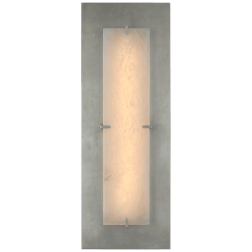 Visual Comfort & Co. Signature Collection Dominica Large Rectangle Wall Sconce, 1-Light, LED, Burnished Silver Leaf, Alabaster Shade, 27.5"H (ARN 2923BSL/ALB CU1D3) 