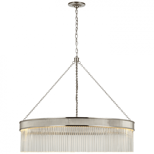 Visual Comfort & Co. Signature Collection Menil Large Chandelier, 1-Light, LED, Polished Nickel, Crystal Rods Shade, 34.25"W (S 5172PN-CG CU2DL) 
