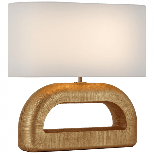 Visual Comfort & Co. Signature Collection Utopia Console Lamp, 1-Light, Gild, Linen Oval Shade, 20"H (KW 3070G-L CU3CA) 