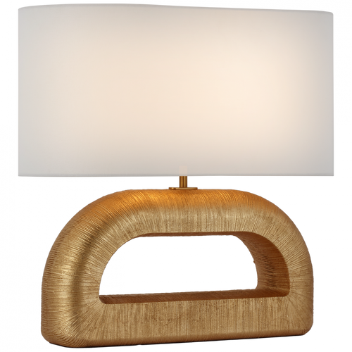 Utopia Console Lamp, 1-Light, Gild, Linen Oval Shade, 20"H (KW 3070G-L CU3CA)