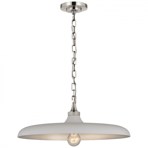 Visual Comfort & Co. Signature Collection Piatto Pendant, 1-Light, Polished Nickel, Plaster White Shade, 18"W (TOB 5115PN-PW CU3D8) 