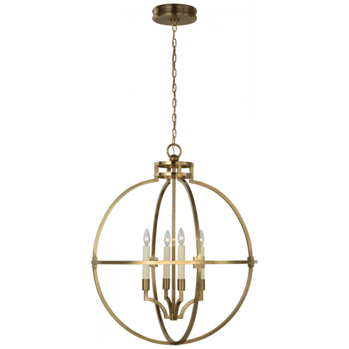 Visual Comfort & Co. Signature Collection Lexie Globe Lantern, 4-Light, Antique-Burnished Brass, 37"H (CHC 5518AB CU3DK) 