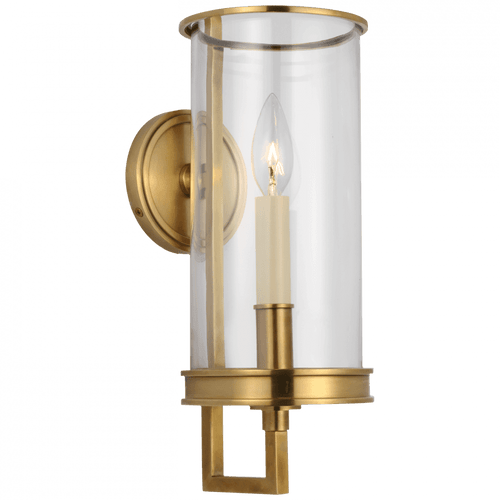 Visual Comfort & Co. Signature Collection Glendon Hurricane Wall Sconce, 1-Light, Antique Burnished Brass, Clear Glass, 14.5"H (CHD 2610AB-CG CU3EF) 