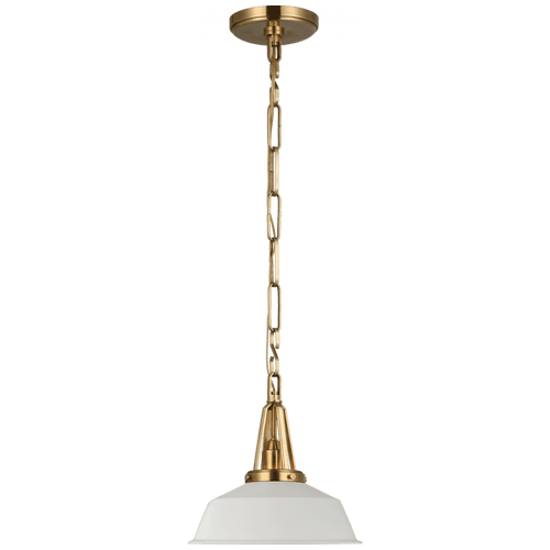Visual Comfort & Co. Signature Collection Layton Pendant, 1-Light, Antique-Burnished Brass, Matte White Shade, 10"W (CHC 5460AB-WHT CU3EH) 