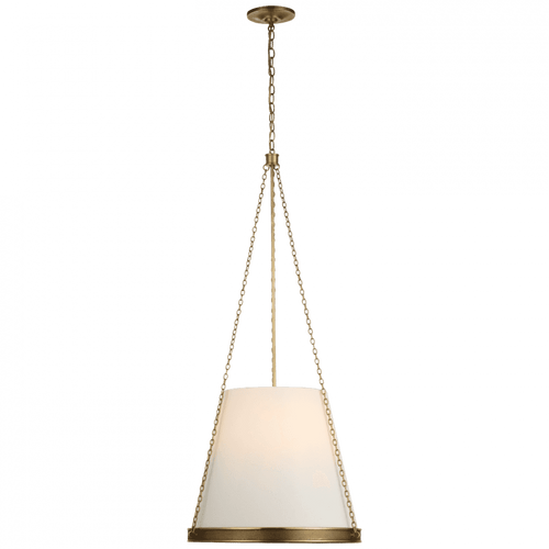 Visual Comfort & Co. Signature Collection Reese Pendant, 4-Light, Soft Brass, Linen Shade, 40.75"H (S 5182SB-L CU4CX) 