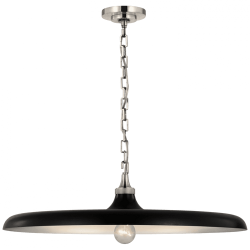 Visual Comfort & Co. Signature Collection Piatto Pendant, 1-Light, Polished Nickel, Aged Iron Shade, 24"W (TOB 5116PN-AI CU4A5) 