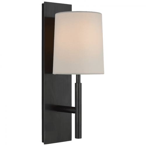 Visual Comfort & Co. Signature Collection Clarion Medium Wall Sconce, 1-Light, Bronze, Linen Shade, 16"H (BBL 2172BZ-L CU4DW) 