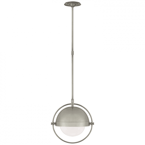 Visual Comfort & Co. Signature Collection Decca Pendant, 1-Light, Orbital, Antique Nickel, White Glass, 15.75"W (TOB 5746AN-WG CTYGY) 