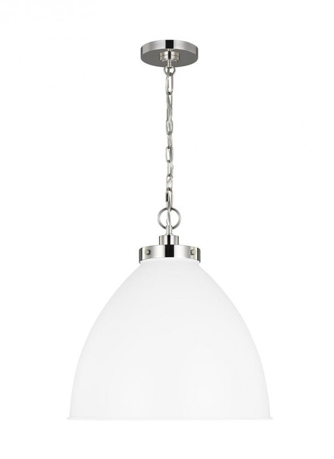 Wellfleet Pendant, 1-Light, Matte White and Polished Nickel, 17.5"W (CP1301MWTPN 706U4JP)