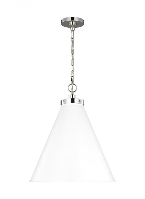Wellfleet Pendant, 1-Light, Matte White and Polished Nickel, 19.5"W (CP1281MWTPN 706U4JG)