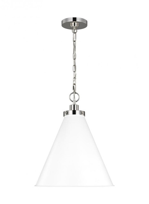 Wellfleet Pendant, 1-Light, Matte White and Polished Nickel, 15.63"W (CP1271MWTPN 706U4JC)