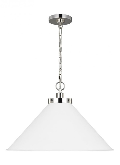 Wellfleet Pendant, 1-Light, Matte White and Polished Nickel, 23.5"W (CP1311MWTPN 706U4JU)