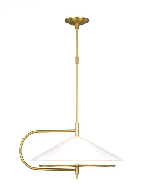 Visual Comfort & Co. Studio Collection Gesture Pendant, 2-Light, Burnished Brass, Milk White Shade, 10.75"H (KP1071BBS 706U3L6) 