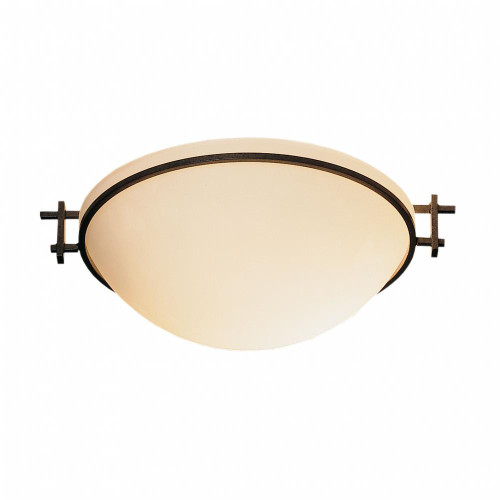 Hubbardton Forge Moonband Flush Mount, 1-Light, Sterling, Sand Glass, 11.4"W (124251-SKT-85-SS0045 5D0QQR) 