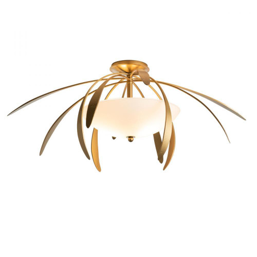 Hubbardton Forge Dahlia Semi-Flush Mount, 2-Light, Sterling, Opal Glass, 32.7"W (124352-SKT-85-GG0048 5D0QRC) 