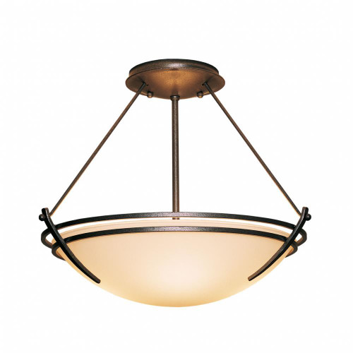 Hubbardton Forge Presidio Tryne Semi-Flush Mount, 2-Light, Sterling, Opal Glass, 16.4"W (124422-SKT-85-GG0047 5D0RN8) 