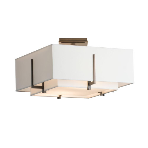 Hubbardton Forge Exos Semi-Flush Mount, 2-Light, Sterling, Natural Anna Inner/Flax Outer Shade, 16.6"W (126507-SKT-85-SF1205-SE1605 5D0RQ3) 