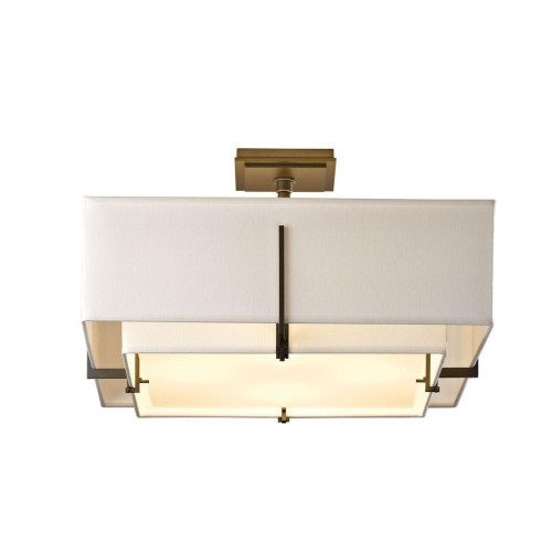Hubbardton Forge Exos Semi-Flush Mount, 4-Light, Sterling, Natural Anna Inner/Natural Anna Outer Shade, 20.6"W (126510-SKT-85-SF1605-SF2012 5D0RQF) 
