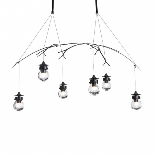 Hubbardton Forge Kiwi Linear Chandelier, 6-Light, Long Height, Soft Gold, Clear Glass, 36.8"W (136560-SKT-LONG-84-ZM0565 5D6R24) 