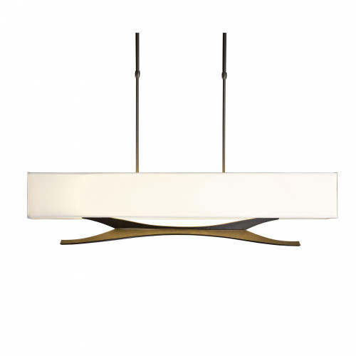 Hubbardton Forge Moreau Linear Chandelier, 4-Light, Standard Height, Sterling, Flax Shade, 42"W (137655-SKT-STND-85-SE4298 5D6T2K) 