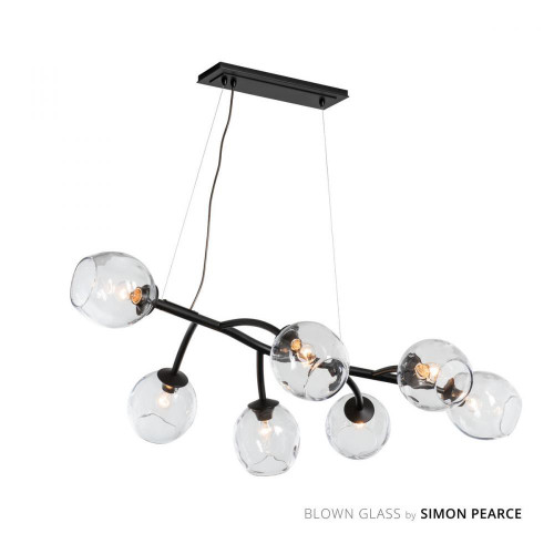 Hubbardton Forge Vine Linear Chandelier, 7-Light, Standard Height, Dark Smoke, Simon Pearce Glass, 49.3"W (138573-SKT-STND-07-ZM0588 5D6U2C) 