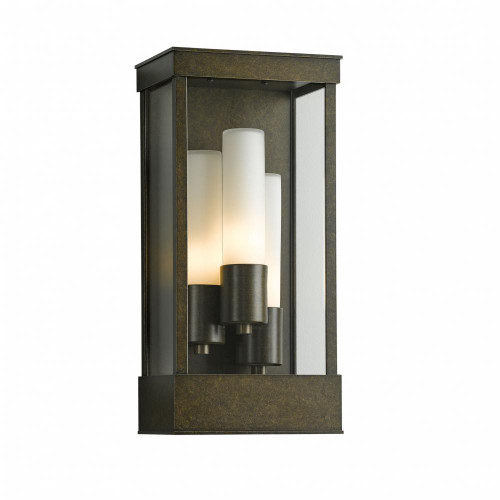 Portico Outdoor Wall Sconce, 3-Light, Coastal Burnished Steel, Seeded Clear Glass, 18"H (304325-SKT-78-II0392 46810P)