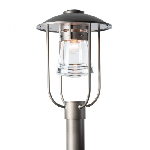 Hubbardton Forge Erlenmeyer Outdoor Post Light, 1-Light, Coastal Burnished Steel, Clear Glass, 17.25"H (347295-SKT-78-ZM0467 4T1G28) 