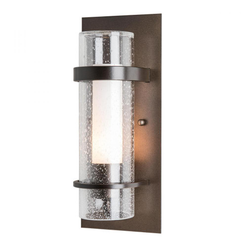 Hubbardton Forge Banded Wall Sconce, 1-Light, Soft Gold, Opal and Seeded Glass, 12"H (205814-SKT-84-ZS0654 5CULER) 