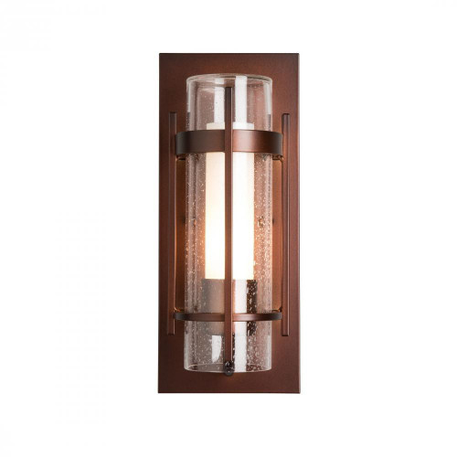 Hubbardton Forge Banded Outdoor Wall Sconce, 1-Light, Coastal Natural Iron, Opal and Seeded Glass, 12"H (305896-SKT-20-ZS0654 5CXF6M) 