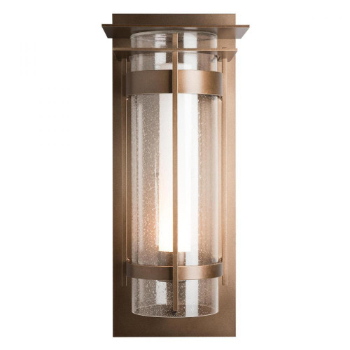 Hubbardton Forge Banded Outdoor Wall Sconce, 1-Light, Coastal Dark Smoke, Opal and Seeded Glass, 26"H (305999-SKT-77-ZS0664 5CXF7E) 