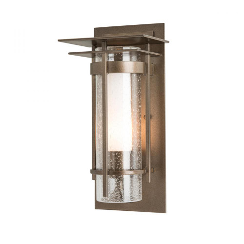 Banded Outdoor Wall Sconce, 1-Light, Coastal Burnished Steel, Opal and Seeded Glass, 12.5"H (305996-SKT-78-ZS0654 5CXF77)
