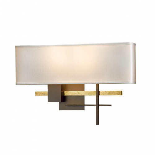Hubbardton Forge Cosmo Wall Sconce, 2-Light, Bronze, Sterling, Flax Shade, 11.5"H (206350-SKT-05-85-SE1606 5DGX1R) 