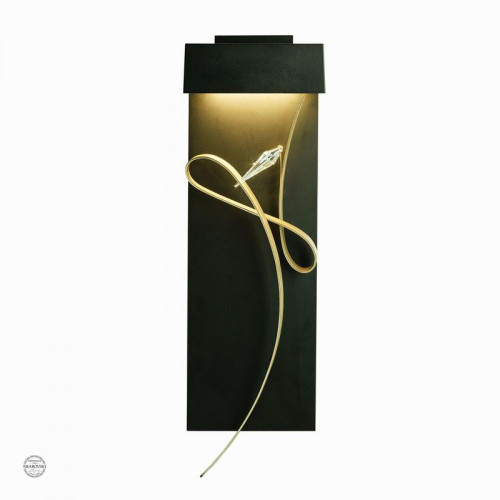 Hubbardton Forge Rhapsody Wall Sconce, 1-Light, LED, Dark Smoke, Soft Gold, Swarovski Crystal, 26.75"H (205440-LED-07-84-CR 5DGW30) 