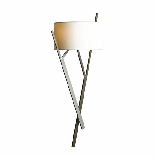 Hubbardton Forge Arbo Wall Sconce, 2-Light, Sterling, Flax Shade, 27.5"H (207640-SKT-85-SE1092 5DGX3T) 