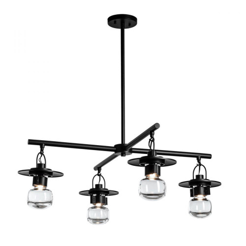 Hubbardton Forge Mason Outdoor Chandelier, 4-Light, Coastal Bronze, Clear Glass, 33.9"W (364212-SKT-MULT-75-ZM0435 5DKWRH) 
