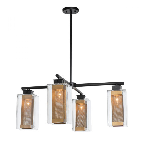 Polaris Outdoor Pendant, 4-Light, Coastal Natural Iron, Coastal Gold, Clear Glass, 32.2"W (364213-SKT-MULT-20-70-ZM0093 5DKWRN)