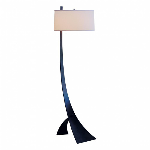 Hubbardton Forge Stasis Floor Lamp, 1-Light, Sterling, Natural Anna Shade, 58.5"H (232666-SKT-85-SF1995 5DGZ1Q) 
