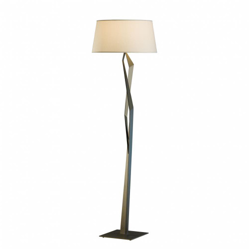 Hubbardton Forge Facet Floor Lamp, 1-Light, Sterling, Natural Anna Shade, 65.9"H (232850-SKT-85-SF2011 5DGZYQ) 