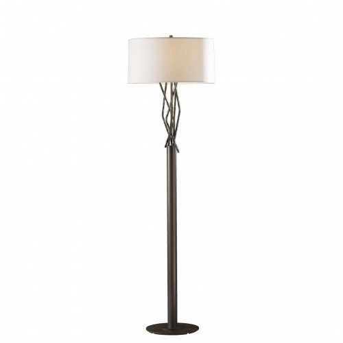 Hubbardton Forge Brindille Floor Lamp, 1-Light, Sterling, Natural Anna Shade, 60.69"H (237660-SKT-85-SF1899 5DGZZT) 