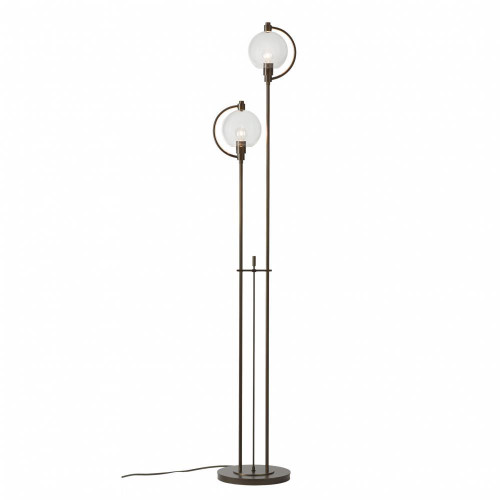 Hubbardton Forge Pluto Floor Lamp, 2-Light, Sterling, Opal Glass, 68.1"H (242210-SKT-85-GG0436 5DH01A) 