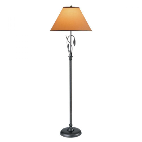 Hubbardton Forge Forged Leaves & Vase Floor Lamp, 1-Light, Sterling, Natural Anna Shade, 56"H (246761-SKT-85-SF1755 5DH0Y9) 