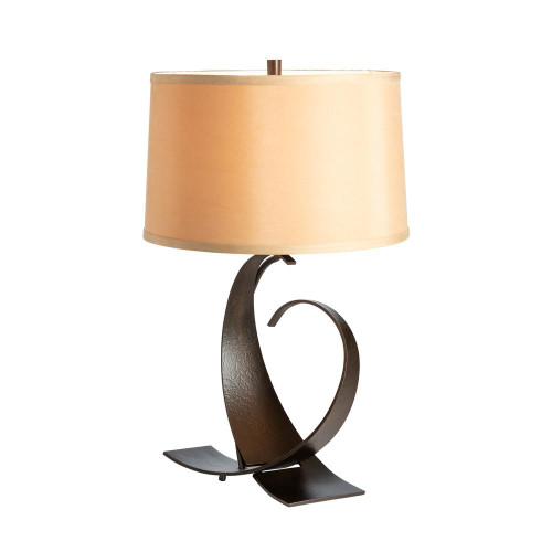 Hubbardton Forge Fullered Impressions Table Lamp, 1-Light, Sterling, Flax Shade, 22.1"H (272674-SKT-85-SE1494 5DH10V) 