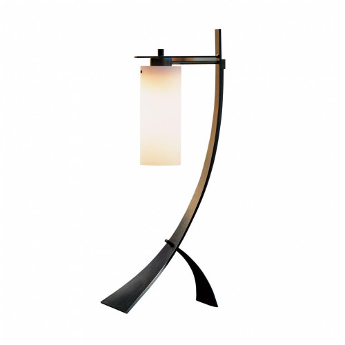Hubbardton Forge Stasis Table Lamp, 1-Light, Sterling, Opal Glass, 28.3"H (272665-SKT-85-GG0075 5DH10L) 